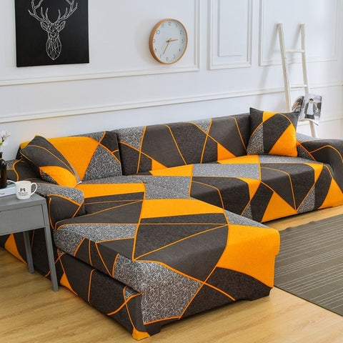 Image of Stretch Sectional Corner Shape Spandex Sofa Covers