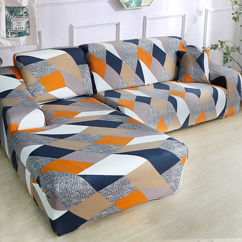 Image of Stretch Sectional Corner Shape Spandex Sofa Covers