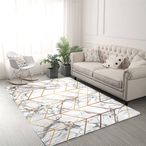 Image of Marble Texture Floor Geometric Carpets For Living Room