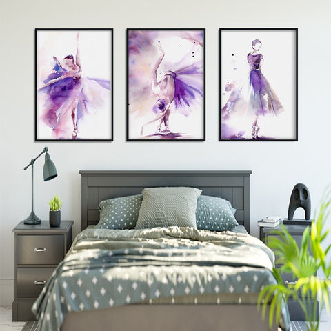 Image of Purple Ballerina Modern Canvas Painting Wall Decoration