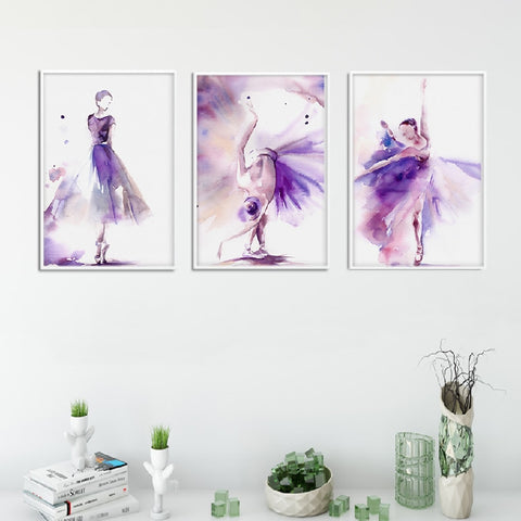 Image of Purple Ballerina Modern Canvas Painting Wall Decoration