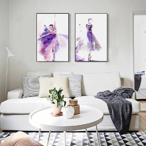 Image of Purple Ballerina Modern Canvas Painting Wall Decoration