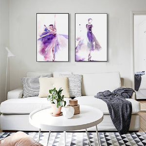 Purple Ballerina Modern Canvas Painting Wall Decoration