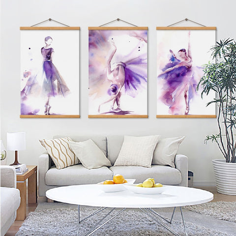 Image of Purple Ballerina Modern Canvas Painting Wall Decoration