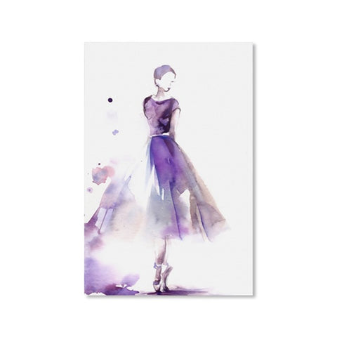 Image of Purple Ballerina Modern Canvas Painting Wall Decoration