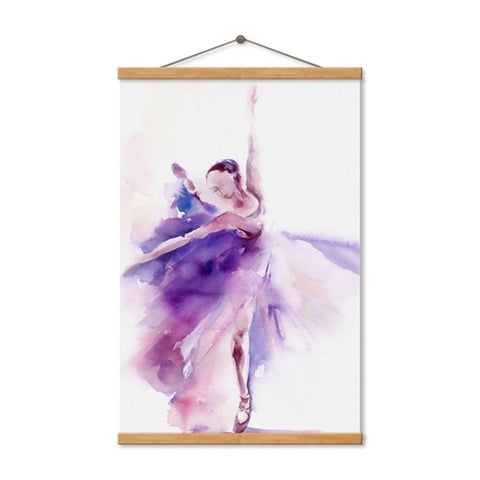 Image of Purple Ballerina Modern Canvas Painting Wall Decoration