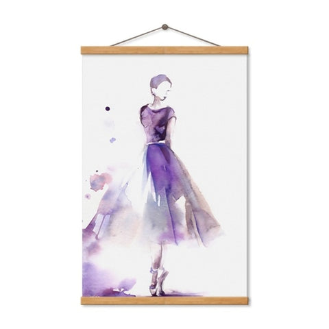 Image of Purple Ballerina Modern Canvas Painting Wall Decoration