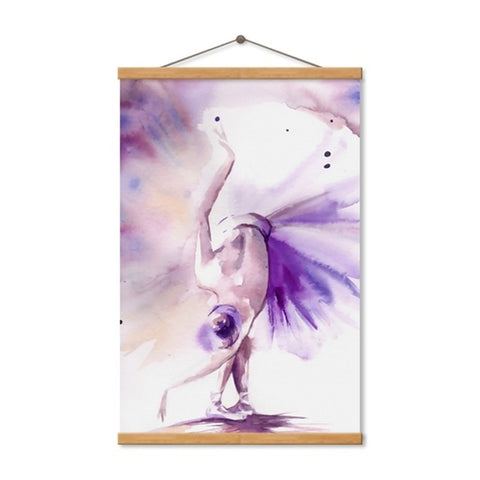 Image of Purple Ballerina Modern Canvas Painting Wall Decoration