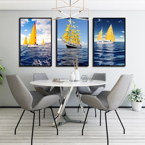 Image of Sea And Sailboat Modern Canvas Painting Wall Decoration