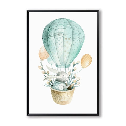 Image of Hot Air Balloon Feather Animal Modern Canvas Painting Wall Decoration