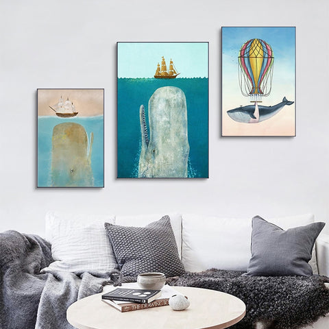 Image of Sea Whale Series Modern Canvas Painting Wall Decoration