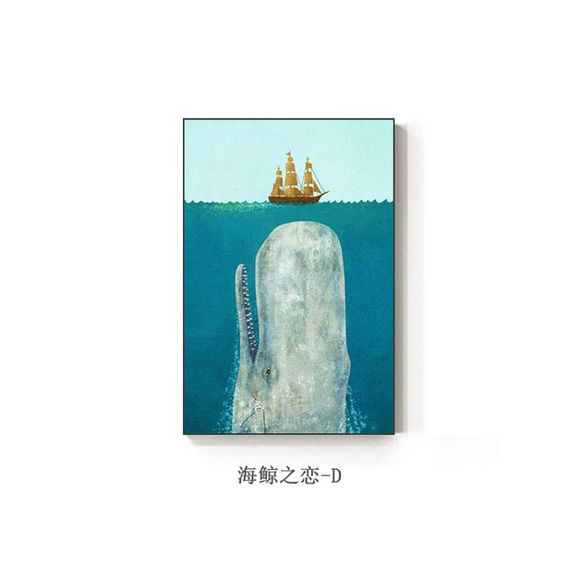 Sea Whale Series Modern Canvas Painting Wall Decoration