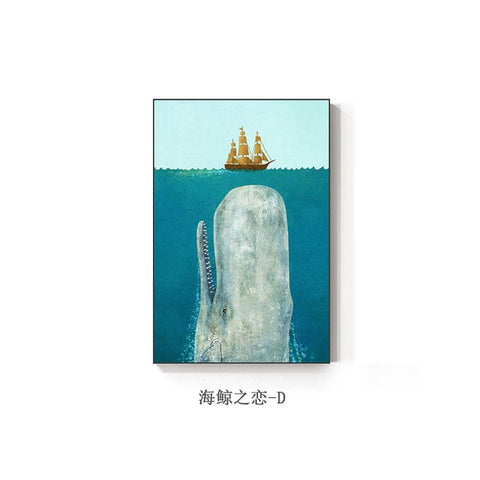 Image of Sea Whale Series Modern Canvas Painting Wall Decoration