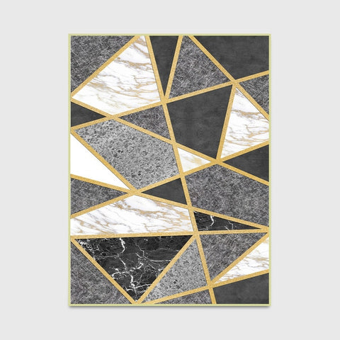 Image of Modern Mixed Gray Marble Gold Line Crossing Rugs For Bedroom Living Room