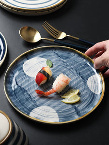 Hand-painted Ceramics Snack Plate Retro Round Breakfast Dinner Plates